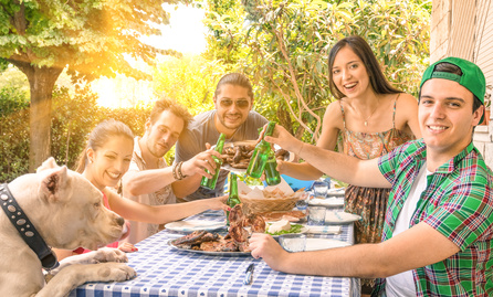 Freundesgruppe auf Grillparty